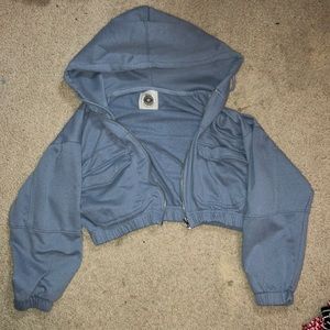 Navy Women’s cropped Hoodie Ashley Vintage Charm light blue soft